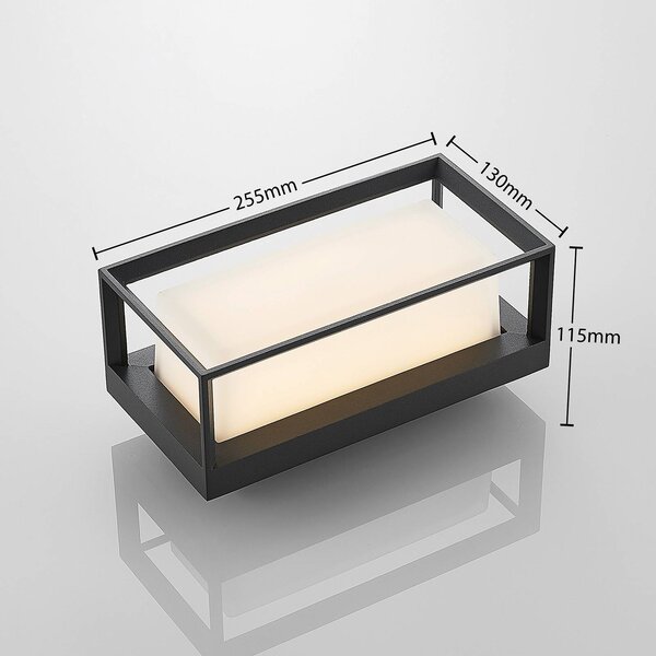 Arcchio LED fali lámpa Ismera, antracit/opal, IP65, üveg, Fekete, Üveg, Modern