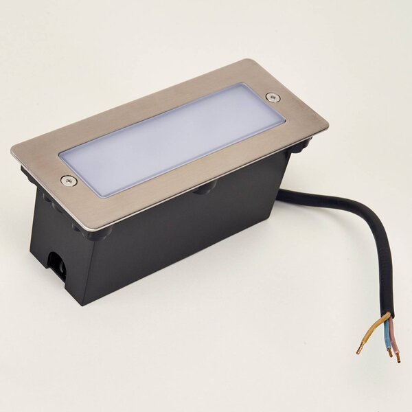 Lucande LED beépíthető fali lámpa Holly, 17 cm, rozsdamentes acél, Alu / szürke / cink, Rozsdamentes acél, Modern
