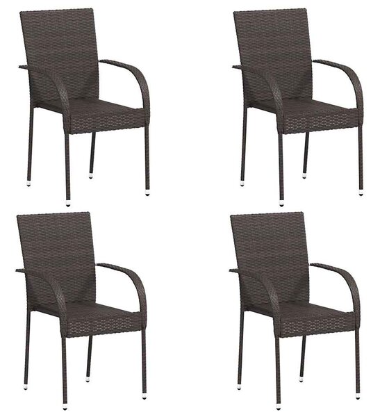 4 db barna rakásolható polyrattan kültéri szék