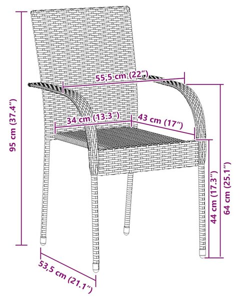 4 db barna rakásolható polyrattan kültéri szék