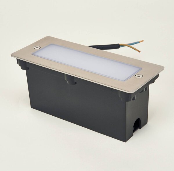 Lucande LED beépíthető fali lámpa Holly, 17 cm, rozsdamentes acél, Alu / szürke / cink, Rozsdamentes acél, Modern
