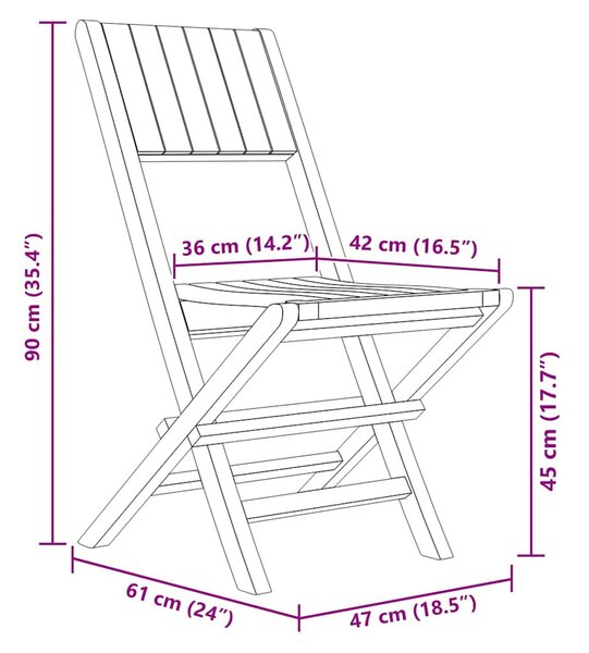 6 db tömör tíkfa összecsukható kerti szék 47 x 61 x 90 cm
