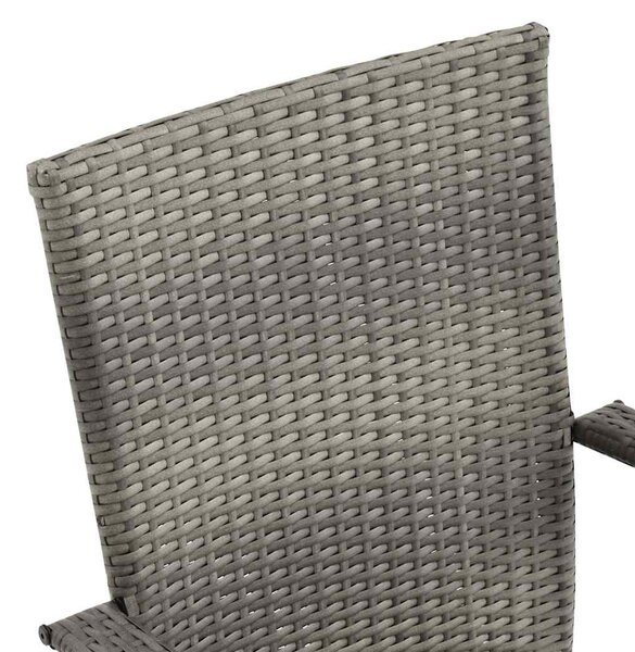 6 db szürke rakásolható polyrattan kültéri szék