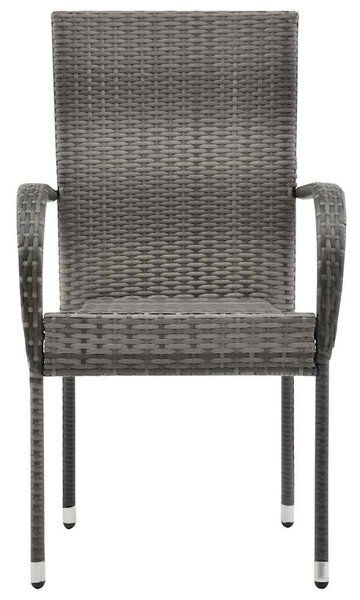 6 db szürke rakásolható polyrattan kültéri szék