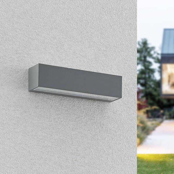 Arcchio LED kültéri falilámpa Lengo, 25 cm, 2 izzós, szürke, CCT, Alu / szürke / cink, Alumínium, Modern