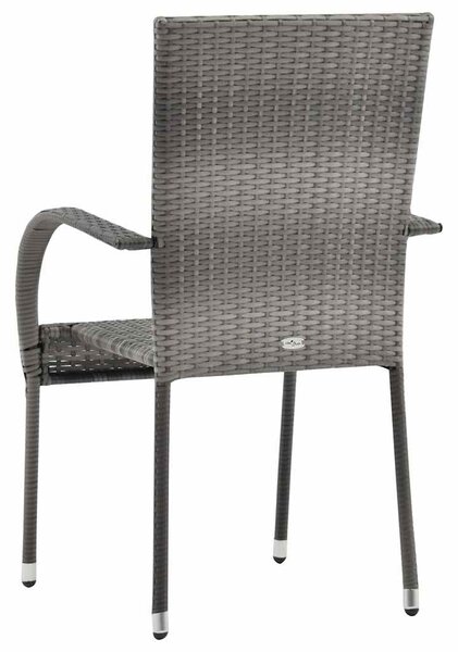 6 db szürke rakásolható polyrattan kültéri szék