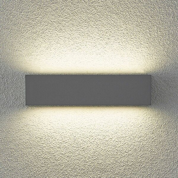 Arcchio LED kültéri falilámpa Lengo, 25 cm, 2 izzós, szürke, CCT, Alu / szürke / cink, Alumínium, Modern