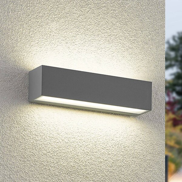 Arcchio LED kültéri falilámpa Lengo, 25 cm, 2 izzós, szürke, CCT, Alu / szürke / cink, Alumínium, Modern