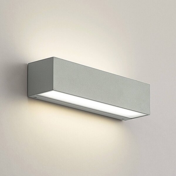 Arcchio LED kültéri falilámpa Lengo, 25 cm, 2 izzós, szürke, CCT, Alu / szürke / cink, Alumínium, Modern