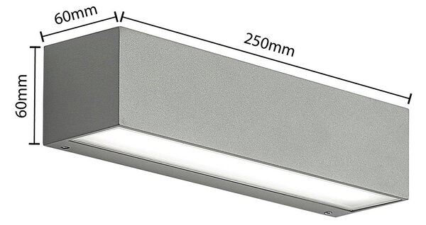 Arcchio LED kültéri falilámpa Lengo, 25 cm, 2 izzós, szürke, CCT, Alu / szürke / cink, Alumínium, Modern