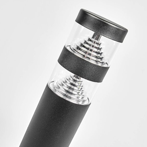 Lindby LED talapzati lámpa Lanea, 40 cm, fekete, rozsdamentes acél, IP44, Fekete, Rozsdamentes acél, Modern