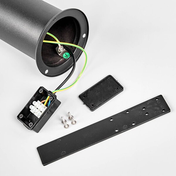 Lindby LED talapzati lámpa Lanea, 40 cm, fekete, rozsdamentes acél, IP44, Fekete, Rozsdamentes acél, Modern