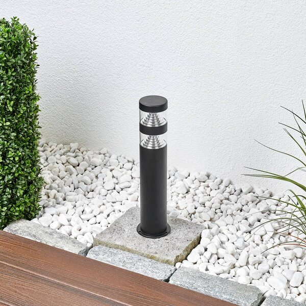 Lindby LED talapzati lámpa Lanea, 40 cm, fekete, rozsdamentes acél, IP44, Fekete, Rozsdamentes acél, Modern