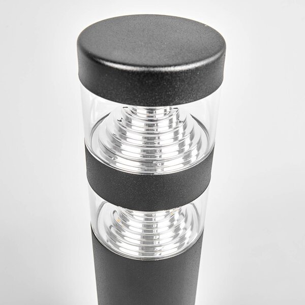 Lindby LED talapzati lámpa Lanea, 40 cm, fekete, rozsdamentes acél, IP44, Fekete, Rozsdamentes acél, Modern