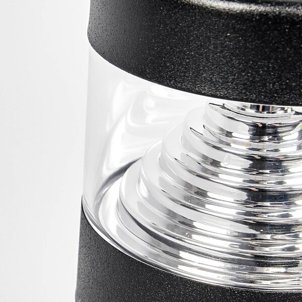 Lindby LED talapzati lámpa Lanea, 40 cm, fekete, rozsdamentes acél, IP44, Fekete, Rozsdamentes acél, Modern