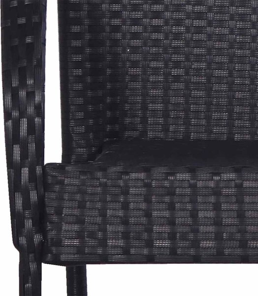 2 db fekete rakásolható polyrattan kültéri szék