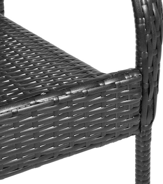 2 db fekete rakásolható polyrattan kültéri szék