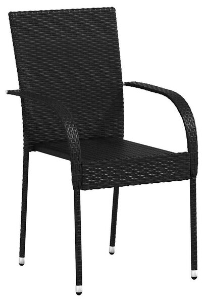 4 db fekete rakásolható polyrattan kültéri szék