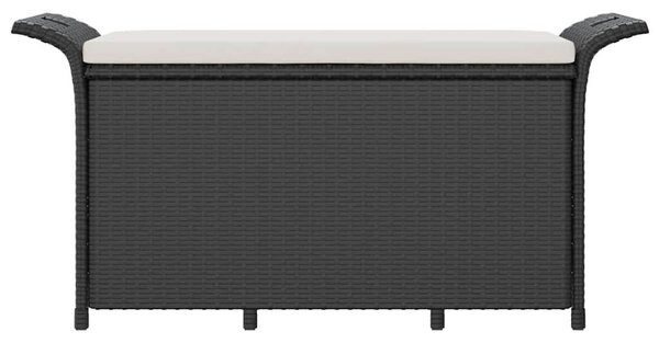Fekete polyrattan kerti pad párnával 116 x 46 x 57 cm