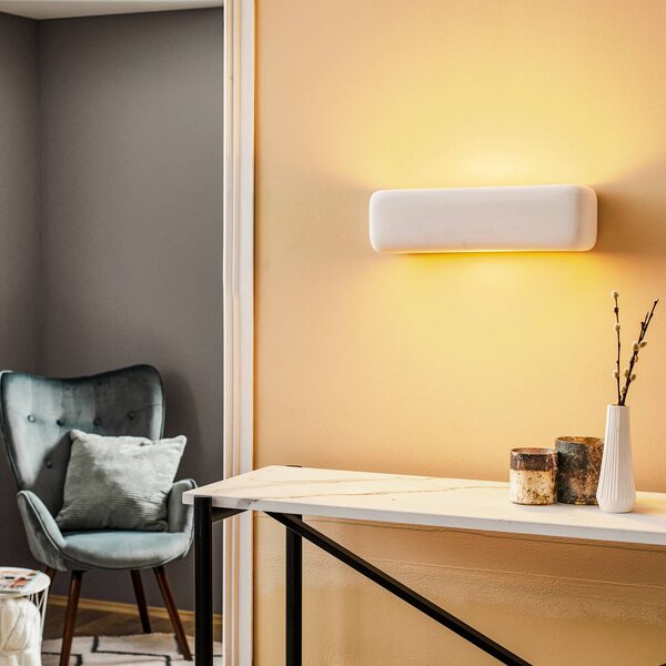SOLLUX LIGHTING Noris up/down fali világítás fehér kerámiából, dimmelhető, Fehér / opál, Nappali / Étkező, Kerámia, Modern