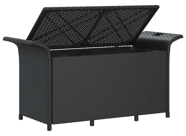 Fekete polyrattan kerti pad párnával 116 x 46 x 57 cm