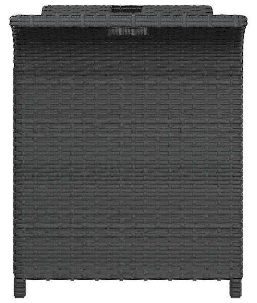 Fekete polyrattan kerti pad párnával 116 x 46 x 57 cm
