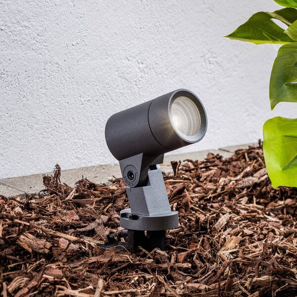 Arcchio Hemmani földi tüskés spotlámpa, magasság 35 cm, antracit, alumínium, Fekete, Alumínium, Modern