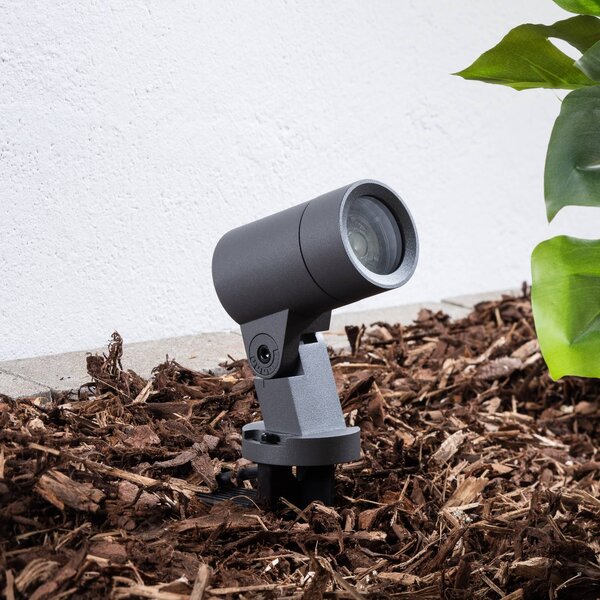 Arcchio Hemmani földi tüskés spotlámpa, magasság 35 cm, antracit, alumínium, Fekete, Alumínium, Modern