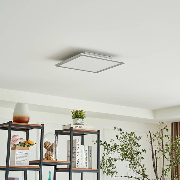 Lindby LED panel Livel, CCT, 40 cm x cm, távvezérléssel, dimmelhető, Alu / szürke / cink, Konyha, Műanyag, Modern