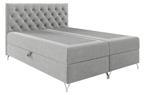 KONDELA Boxspring ágy, 120x200, világosszürke Velvet szövet, GULIETTE + ajándék