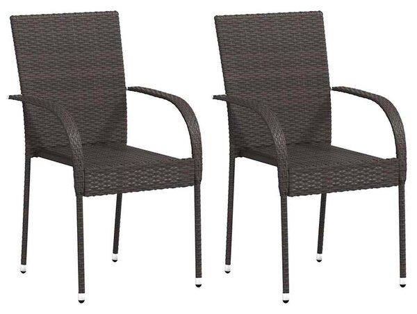 2 db barna polyrattan rakásolható kültéri szék