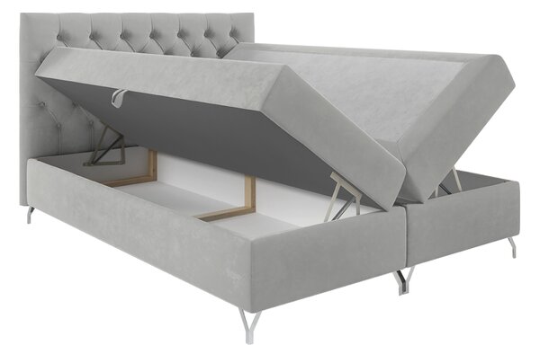 KONDELA Boxspring ágy, 120x200, világosszürke Velvet szövet, GULIETTE + ajándék