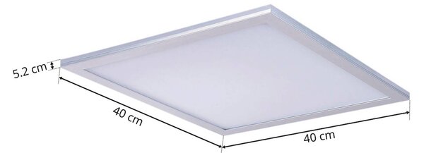Lindby LED panel Livel, CCT, 40 cm x cm, távvezérléssel, dimmelhető, Alu / szürke / cink, Konyha, Műanyag, Modern