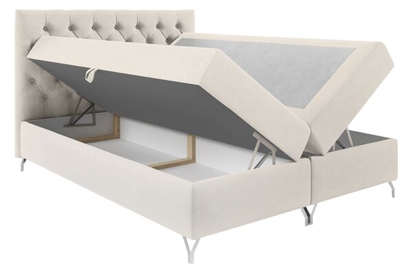 KONDELA Boxspring ágy, 120x200, fehér Velvet szövet, GULIETTE + ajándék