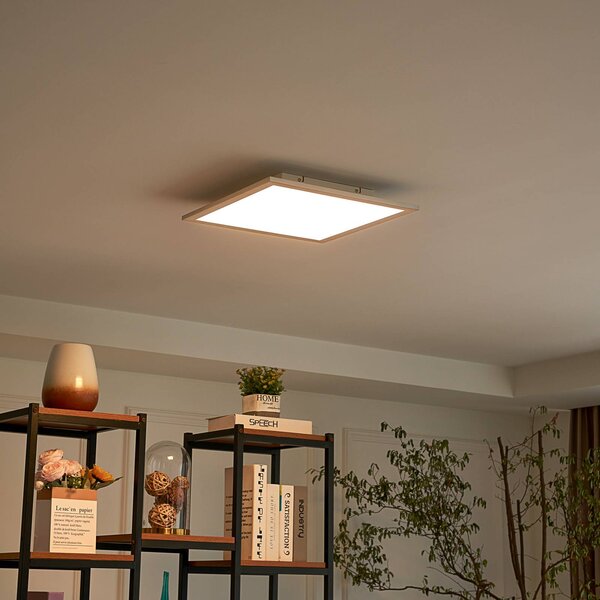 Lindby LED panel Livel, CCT, 40 cm x cm, távvezérléssel, dimmelhető, Alu / szürke / cink, Konyha, Műanyag, Modern