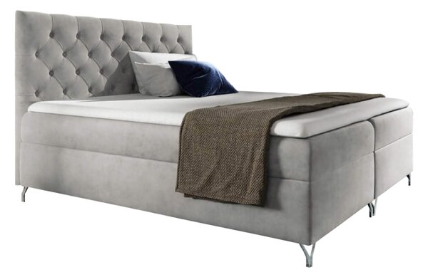 KONDELA Boxspring ágy, 120x200, világosszürke Velvet szövet, GULIETTE + ajándék