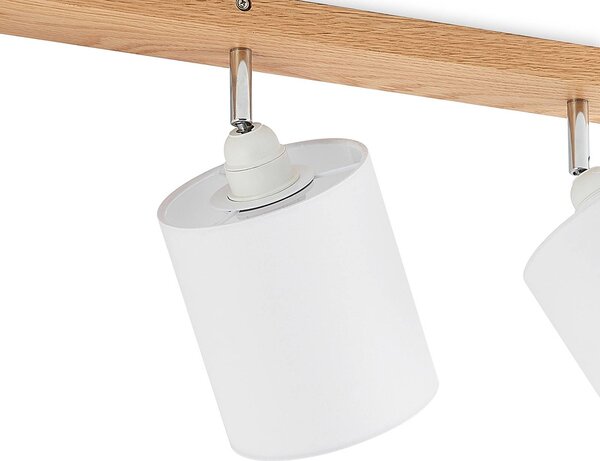 Lindby Imarin mennyezeti spotlámpa, 81 cm, fehér, 4 izzós, fa, dimmelhető, Világos fa, Nappali / Étkező, Fa, Skandináv