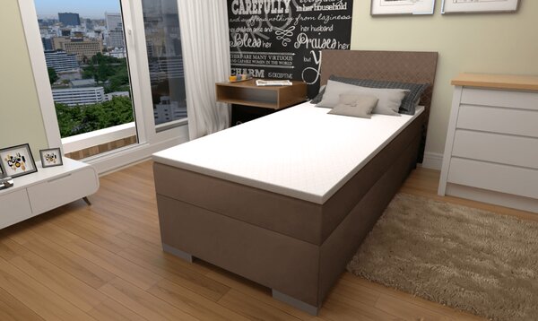 KONDELA Boxspring ágy, egyszemélyes, barna, 90x200, univerzális, ADARA