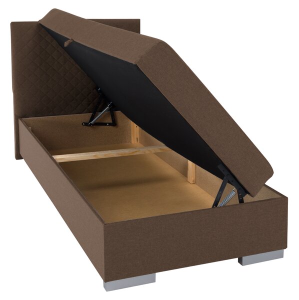 KONDELA Boxspring ágy, egyszemélyes, barna, 90x200, univerzális, ADARA