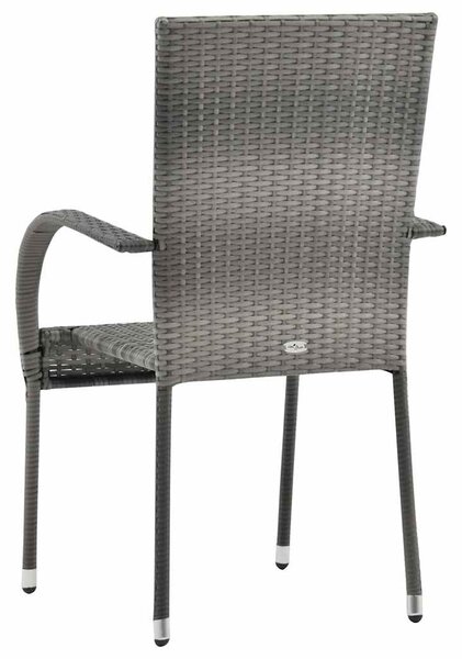 4 db szürke rakásolható polyrattan kültéri szék
