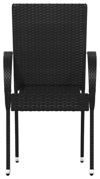 6 db fekete rakásolható polyrattan kültéri szék