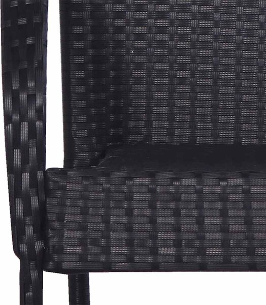 6 db fekete rakásolható polyrattan kültéri szék