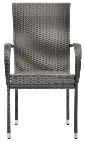 4 db szürke rakásolható polyrattan kültéri szék