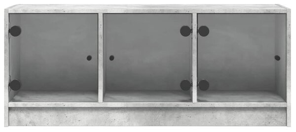Betonszürke TV-szekrény üvegajtókkal 102 x 37 x 42 cm