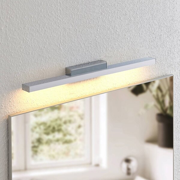 Lindby LED-es tükörvilágítás Alenia, 60 cm, króm, alumínium, IP44, Króm / ezüst, Fürdőszoba, Alumínium, Modern
