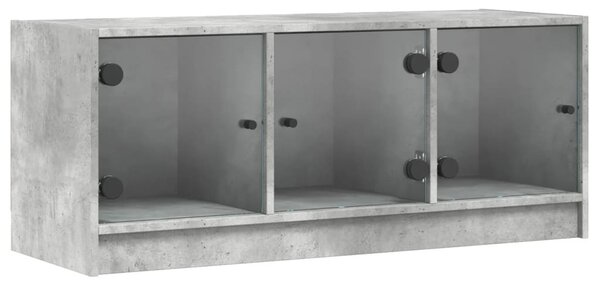 Betonszürke TV-szekrény üvegajtókkal 102 x 37 x 42 cm