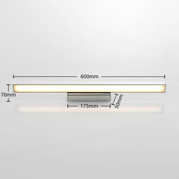 Lindby LED-es tükörvilágítás Alenia, 60 cm, króm, alumínium, IP44, Króm / ezüst, Fürdőszoba, Alumínium, Modern