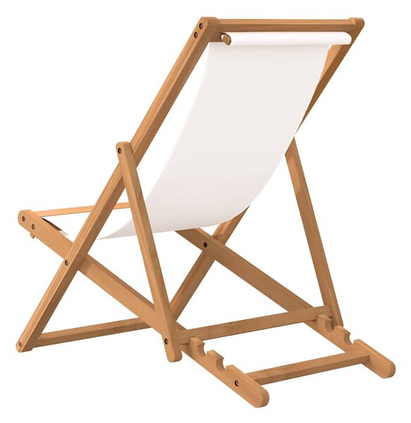 Krémszínű tíkfa napozószék 56 x 105 x 96 cm