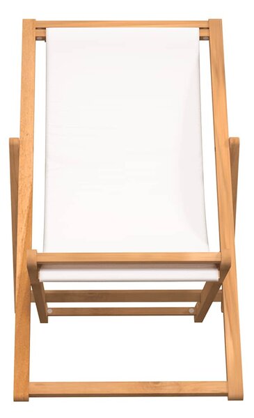 Krémszínű tíkfa napozószék 56 x 105 x 96 cm