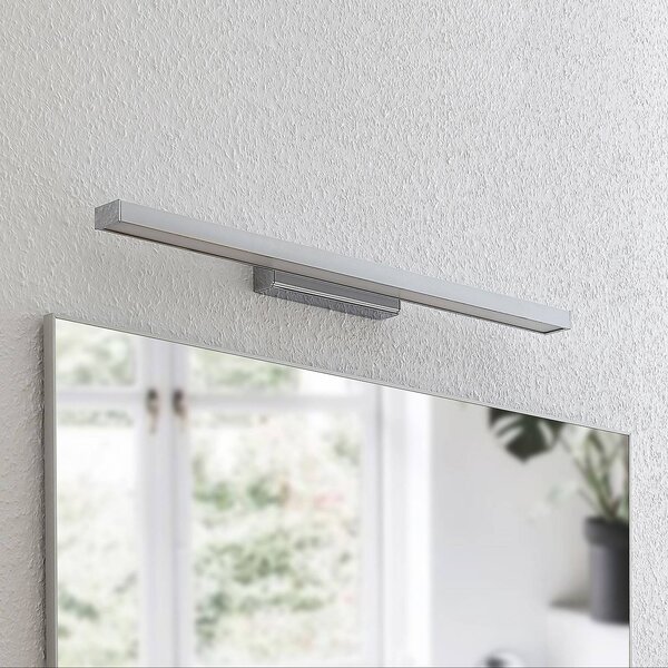 Lindby LED-es tükörvilágítás Alenia, 60 cm, króm, alumínium, IP44, Króm / ezüst, Fürdőszoba, Alumínium, Modern